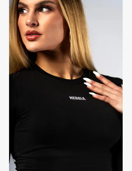 NEBBIA Seamless crop top con manica lunga POWER nero