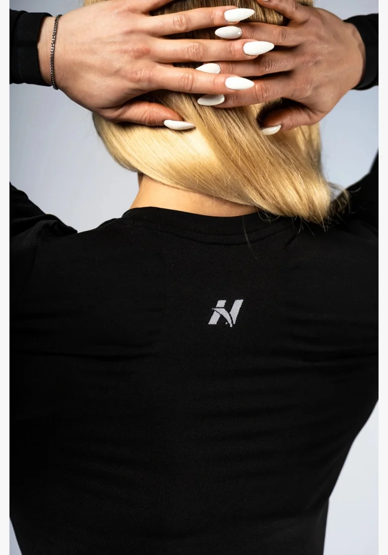 NEBBIA Seamless crop top con manica lunga POWER nero