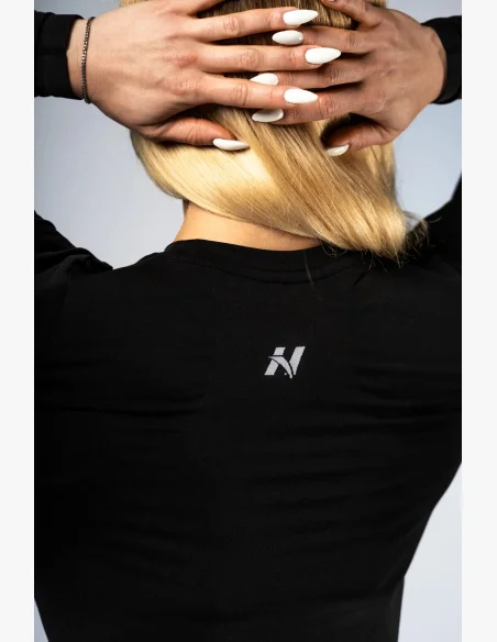 NEBBIA Seamless crop top con manica lunga POWER nero