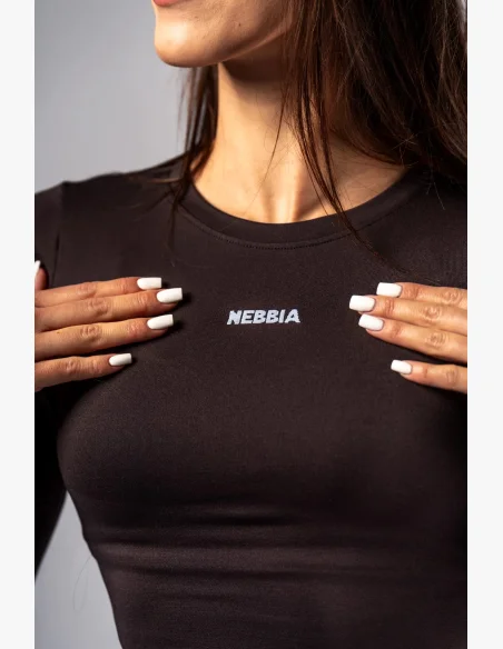 NEBBIA Seamless crop top con maniche lunghe POWER marrone