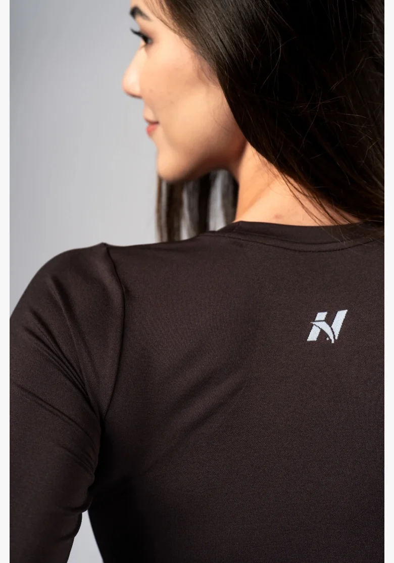 NEBBIA Seamless crop top con maniche lunghe POWER marrone