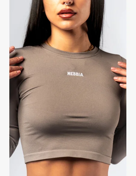 NEBBIA Seamless crop top con manica lunga POWER beige