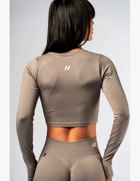 NEBBIA Seamless crop top con manica lunga POWER beige