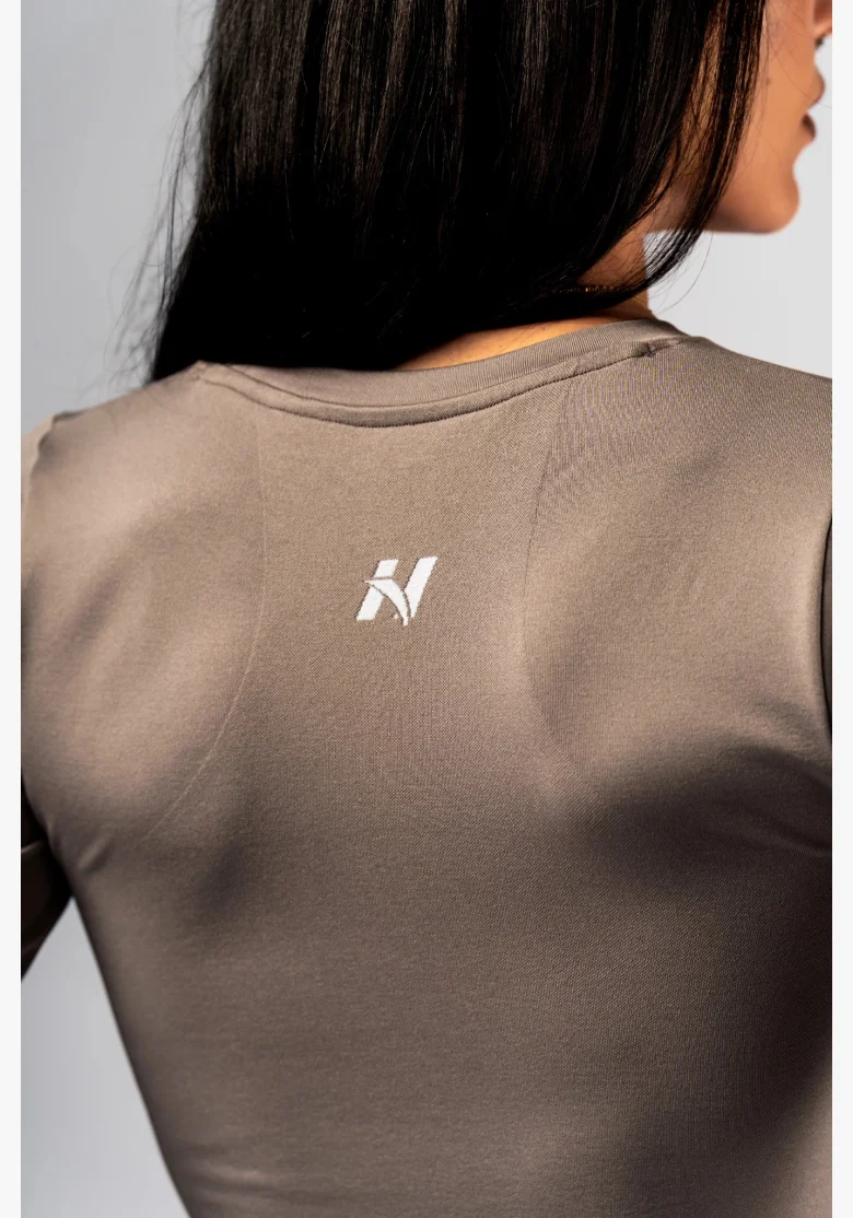 NEBBIA Seamless crop top con manica lunga POWER beige