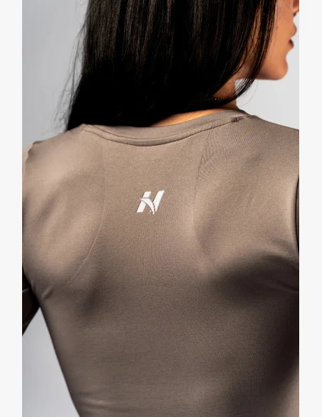 NEBBIA Seamless crop top con manica lunga POWER beige