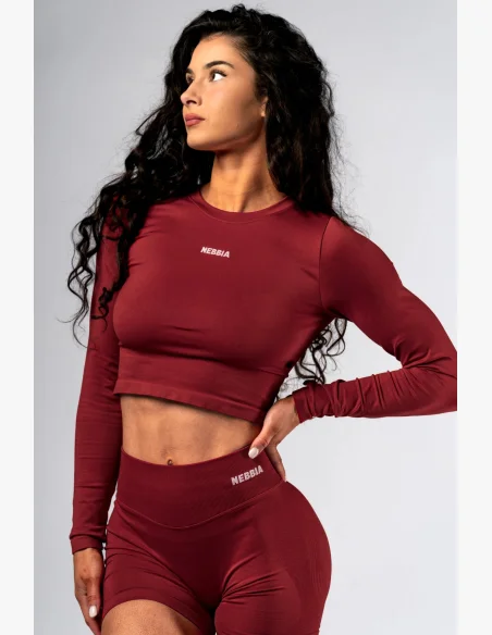 NEBBIA Seamless crop top con manica lunga POWER rosso