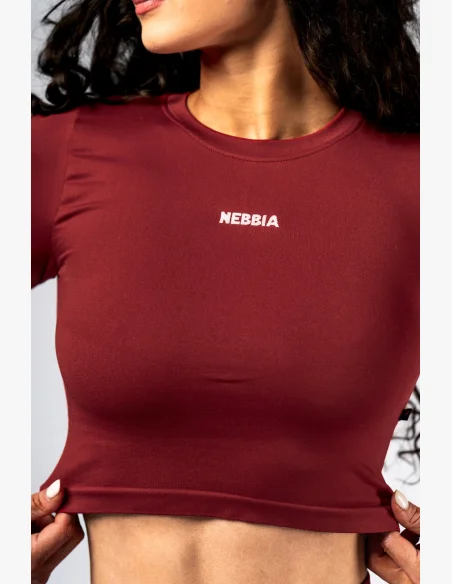 NEBBIA Seamless crop top con manica lunga POWER rosso