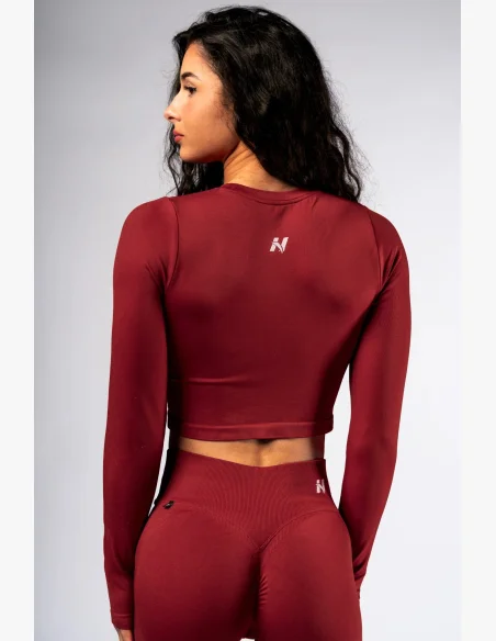 NEBBIA Seamless crop top con manica lunga POWER rosso