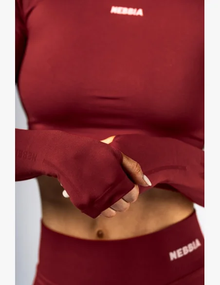 NEBBIA Seamless crop top con manica lunga POWER rosso
