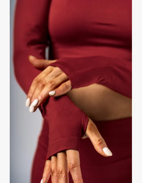 NEBBIA Seamless crop top con manica lunga POWER rosso