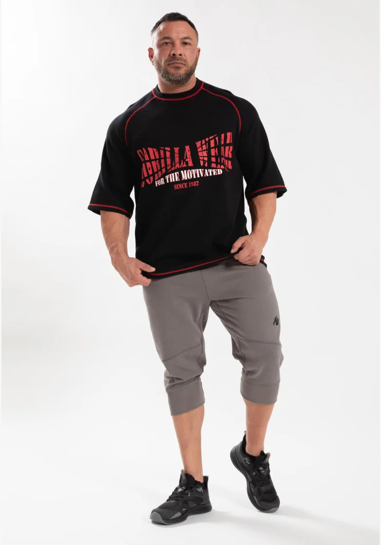 Gorilla Wear T-shirt oversize da uomo Finley - nera/rossa