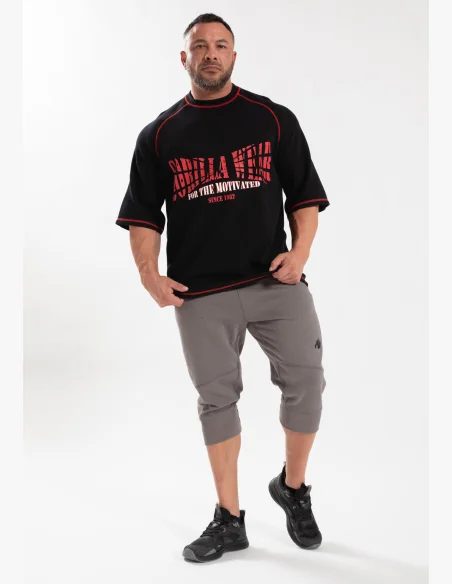 Gorilla Wear T-shirt oversize da uomo Finley - nera/rossa