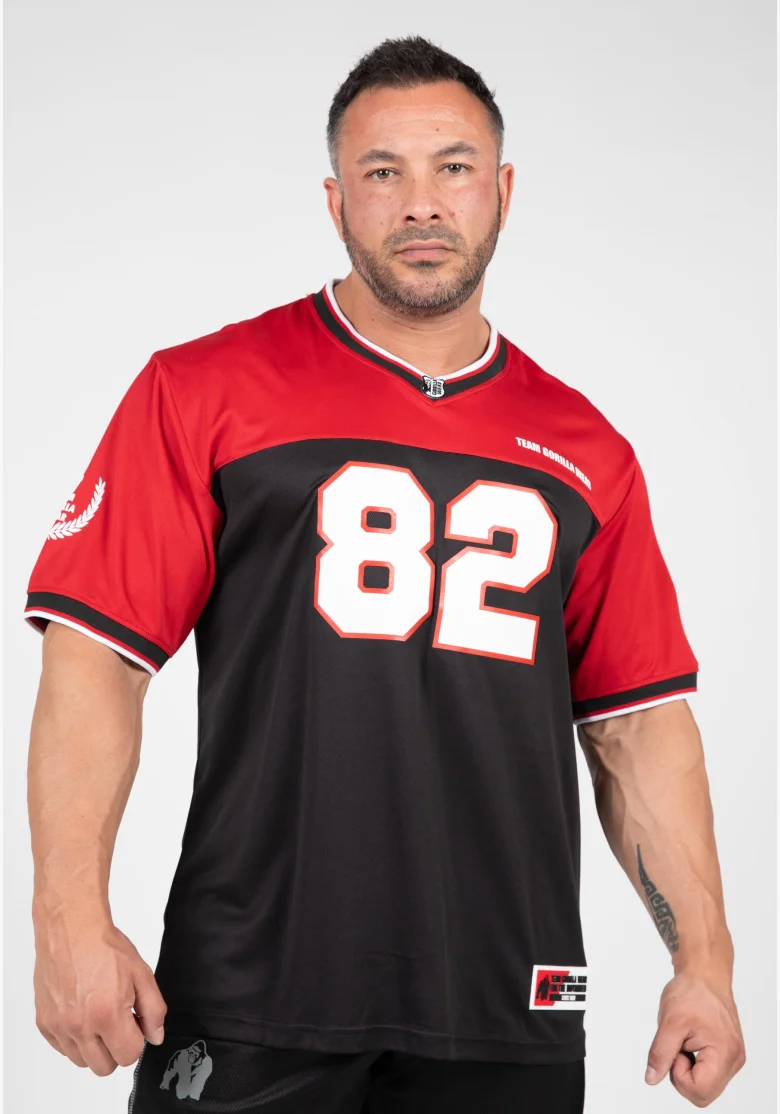 Gorilla Wear tuta da uomo Trenton Football Jersey nero / rosso